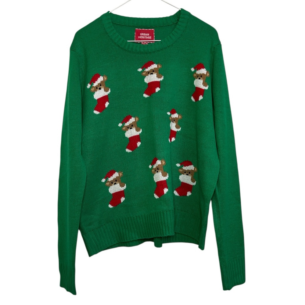 Urban Heritage Dog-in-Stocking Ugly Christmas Sweater – Green, XL